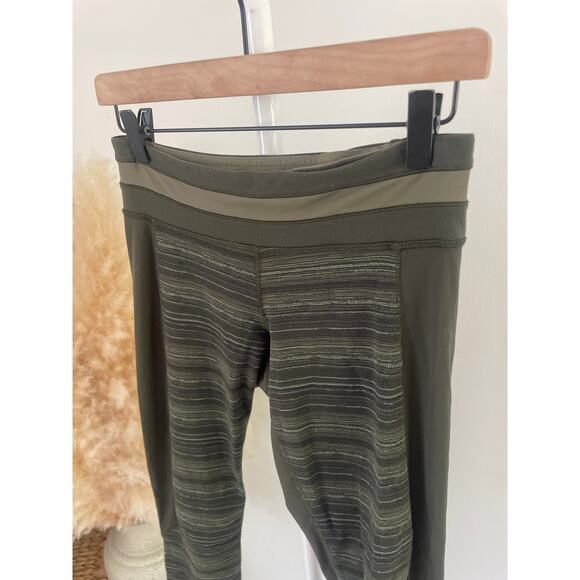 Lululemon Give Me Qi Crop Leggings Green Stripe Size 6 - Picture 6 of 11
